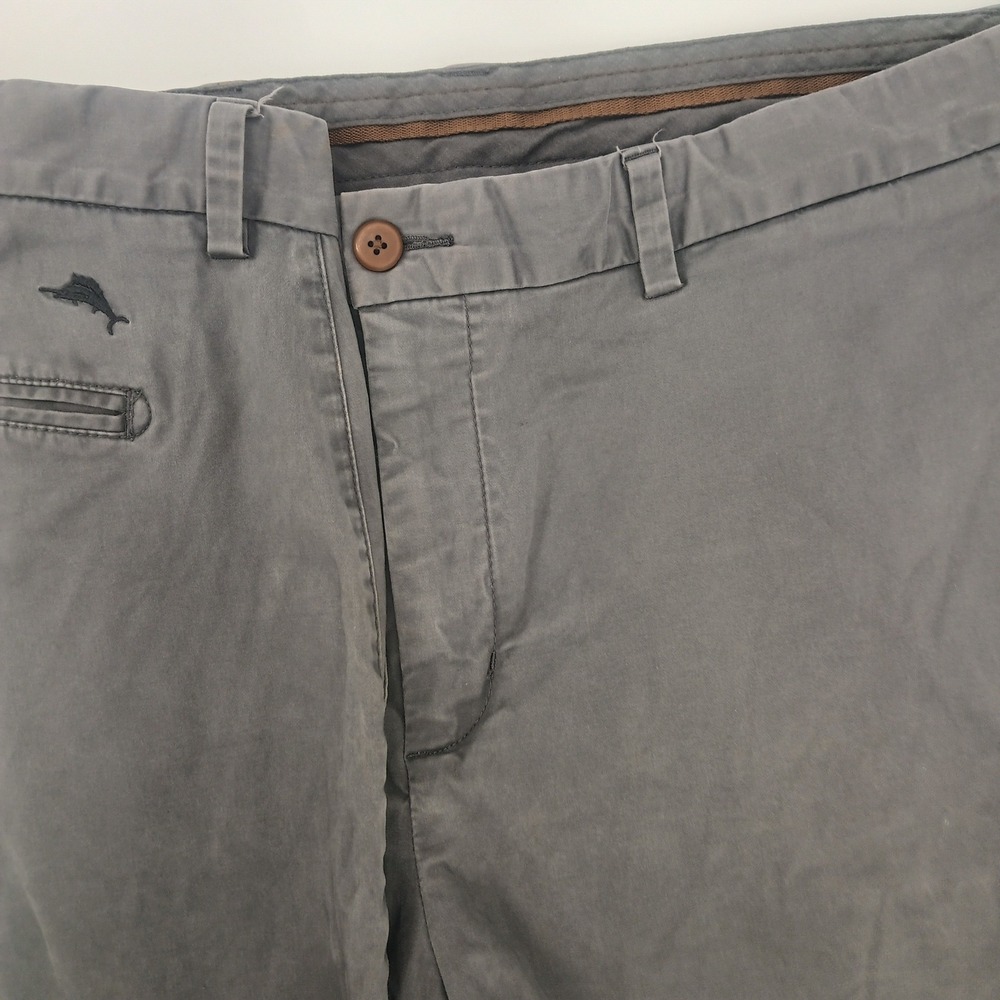 Tommy Bahama Boracay Chino Shorts Mens 42 Gray Cotton Blend Stretch Flat Front